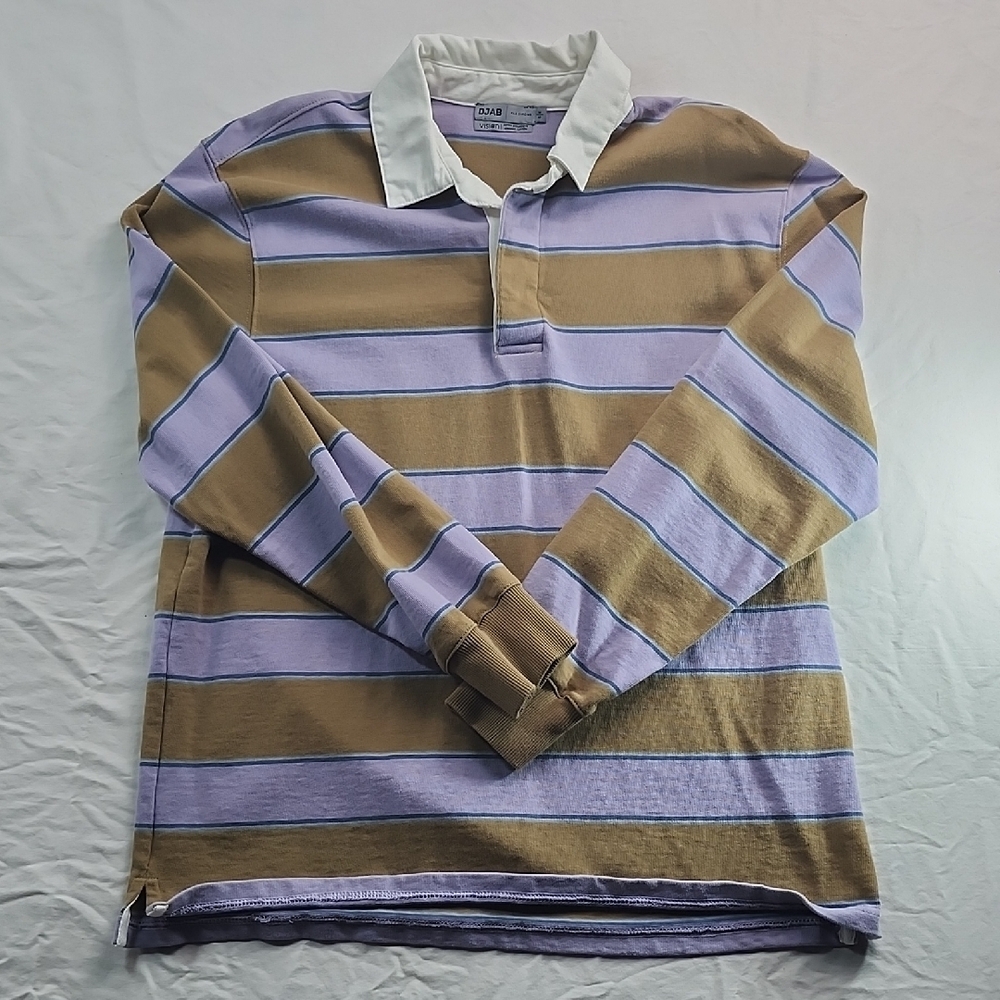 Striped Polo Shirt - Purple and Brown - Picture 1 of 9